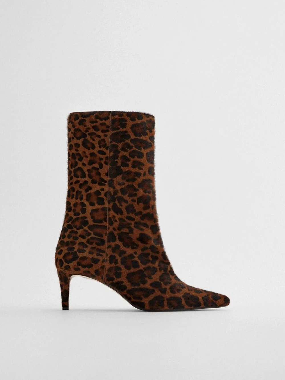 Zara Leopard Animal Print Leather Heeled Ankle Boots size 40
